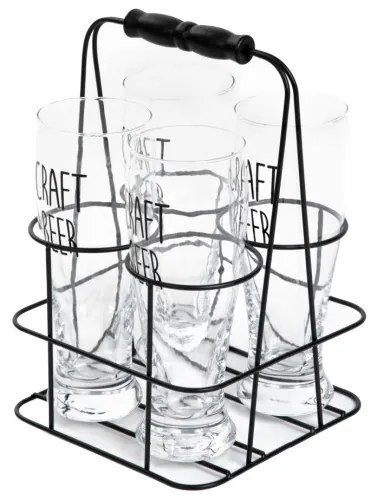 Sada štyroch pohárov RAYA s kovovým stojanom 894775 400 ml