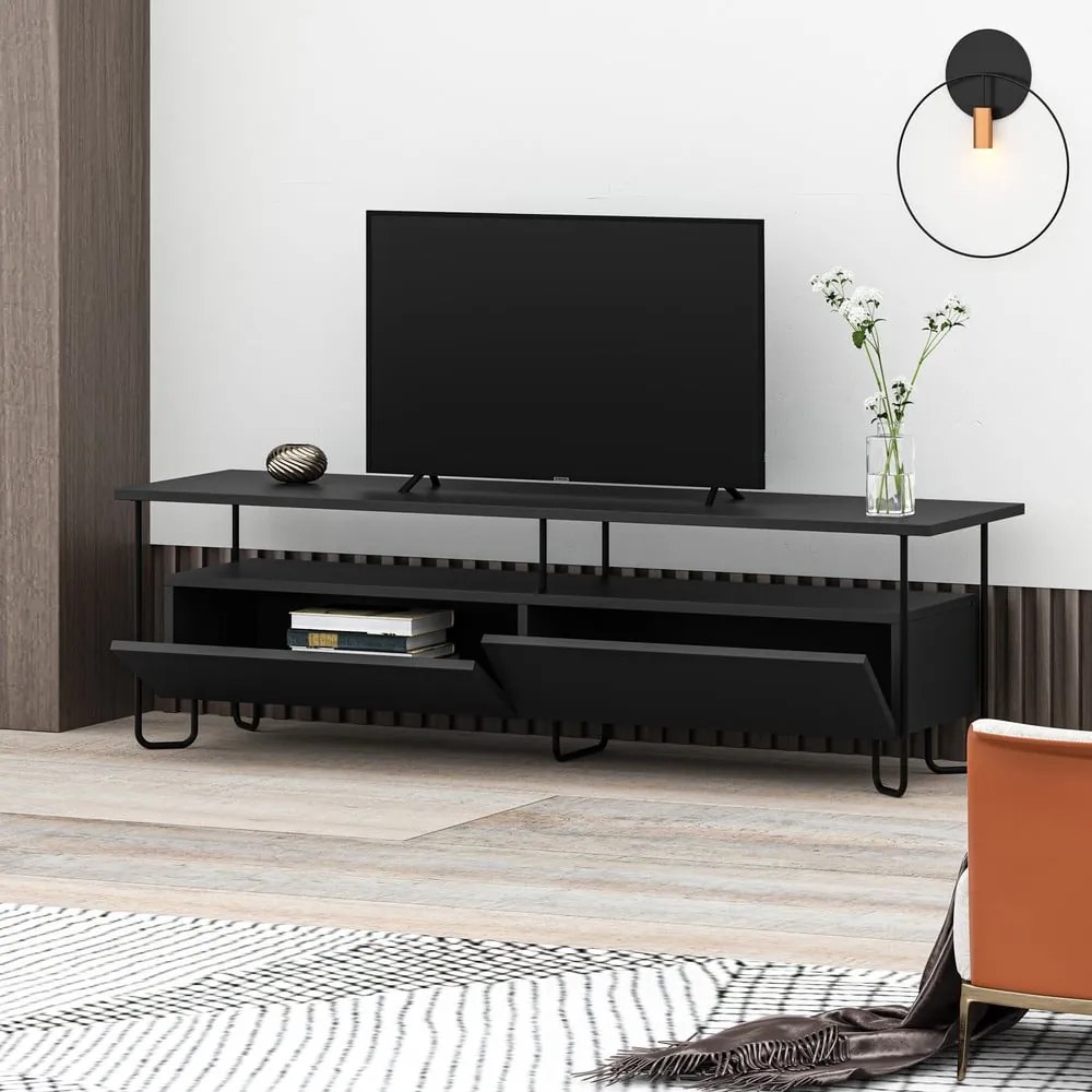 Čierny TV stolík 150x45 cm Dilly – Marckeric