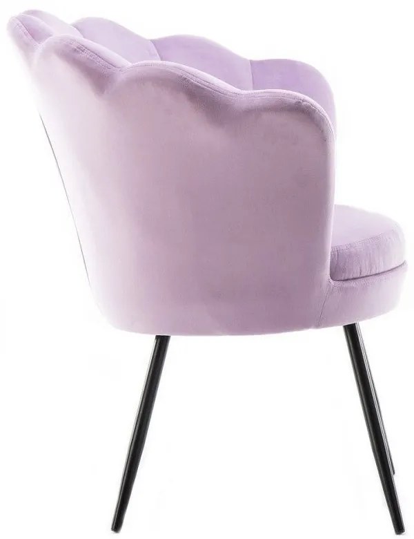 LuxuryForm DESIGN Kreslo FREY VELUR s čiernymi nohami - levanduľa