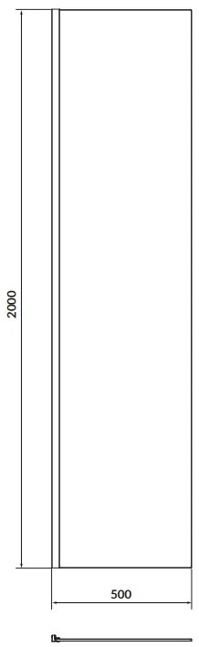 Cersanit Mille, sprchová zástena typu Walk-In 50x200 cm, 8mm číre sklo, chrómový profil, S161-014