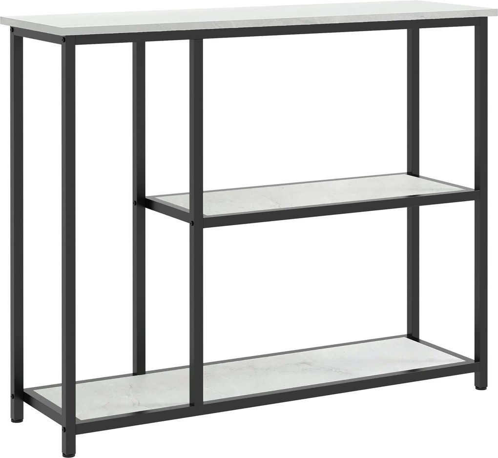 HOMCOM Konzolový stolík, Stôl na chodbu s 3 poličkami, 100 x 30 x 80 cm, Bočný stôl, Malý výstavný stôl pre malé priestory, Chodbu, Halu, Obývačku, Sp