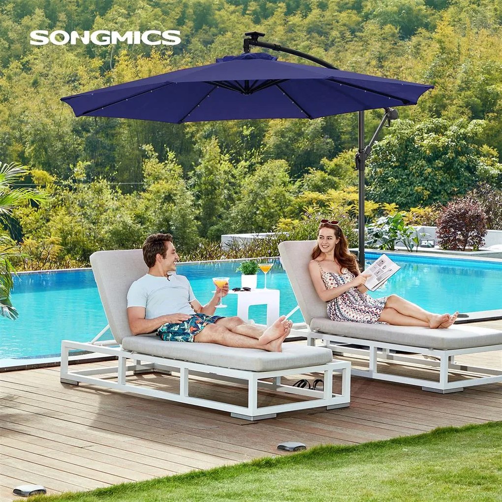 SONGMICS Záhradný LED slnečník Lucra II tmavomodrý