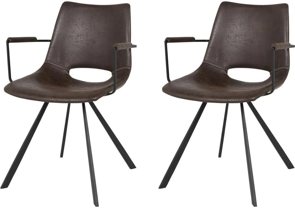Dizajnová stolička Izabella s opierkami / tmavo hnedá