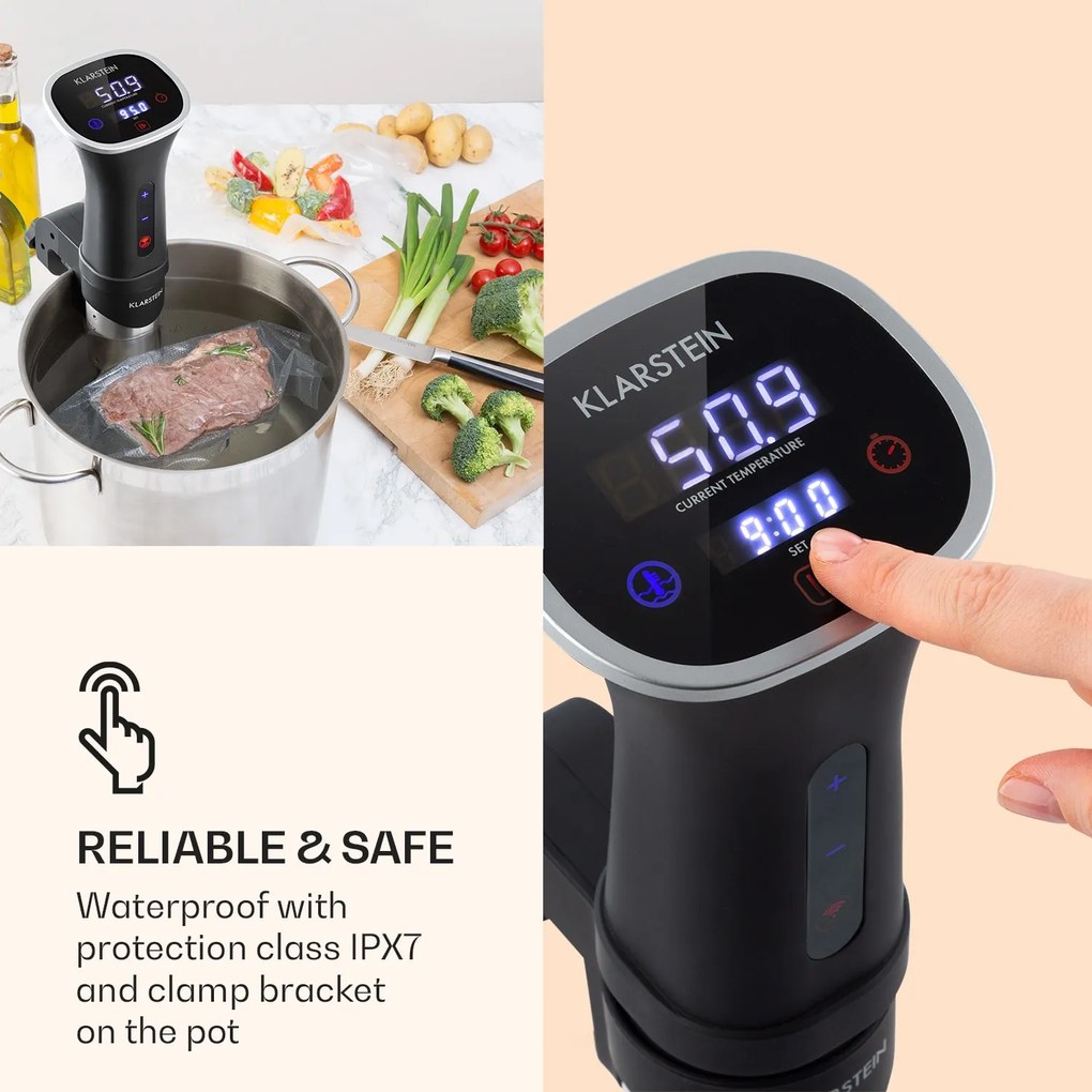 Klarstein Quickstick Smart, Sous Vide varič, 1200 W, 20-95 °C, 3D cirkulácia