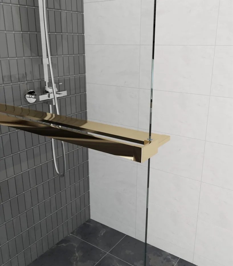 Erga Paris, sprchová zástena Walk-In 150x200 cm, 8mm šedé sklo, zlatý lesklý profil, ERG-V02-PARIS-150x200-GR-GD