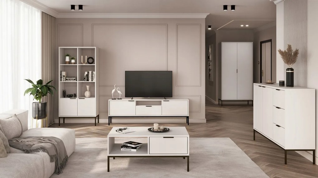 Komoda Austin 150 cm bílá/černá