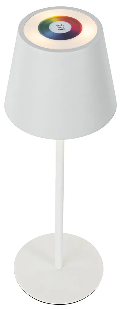 Sada 2 stolových lamp bielych so stmievačom a dobíjacími RGBW - Murdock