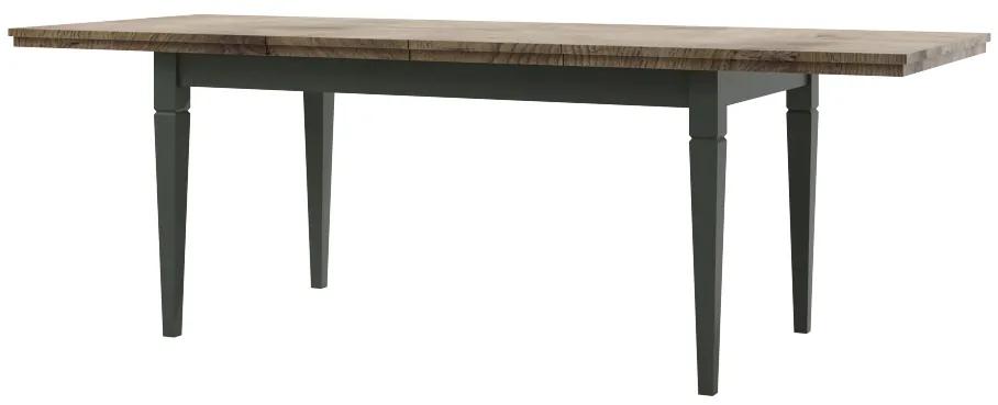 Jedálenský stôl Elvina Typ 92 (tmavozelená + dub lefka) (pre 8 a viac osôb). Vlastná spoľahlivá doprava až k Vám domov. 1022386