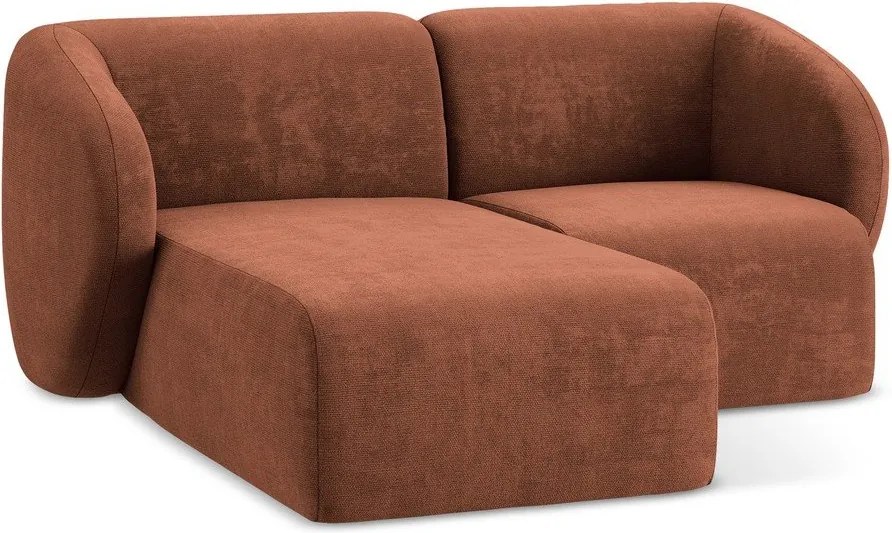 Ženilková rohová pohovka v terakotovej farbe (ľavý roh/s leňoškou) Lani – Makamii
