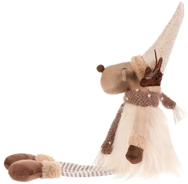 Vianočná dekorácia Sob visiace nohy, v. 54 cm, béžová/hnedá