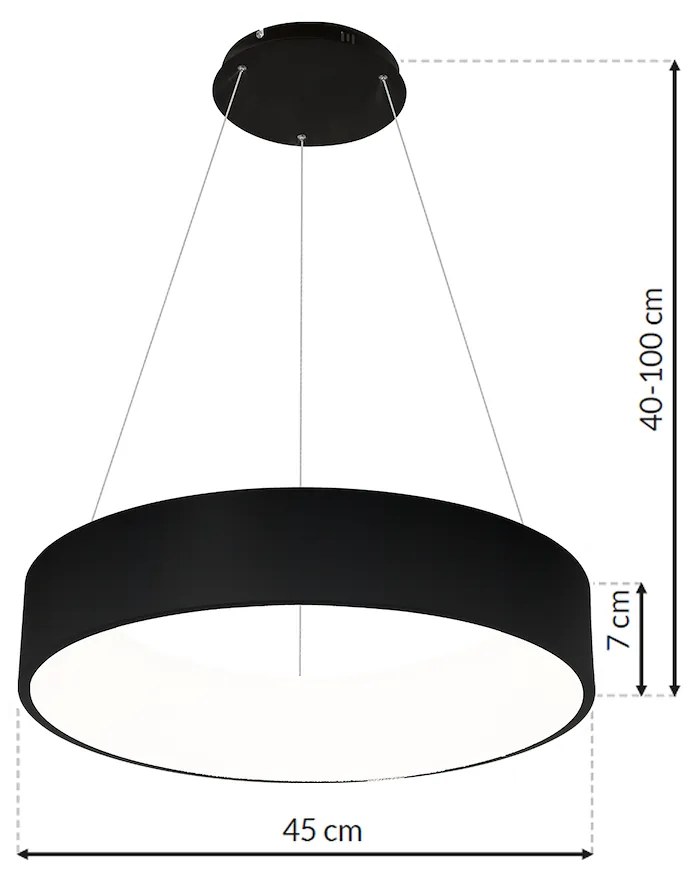 Závesné LED svietidlo Ohio, 1x LED 40w, 3000-6000k, b