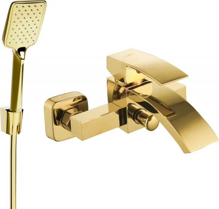 Mexen Libra R62 vaňová batéria so sprchovacím setom, zlatá - 74513R62-50
