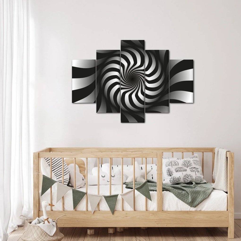 Abstraktný obraz čiernobiele špirály (150x105 cm)