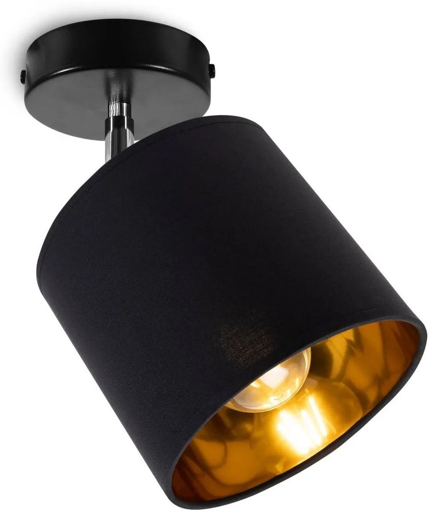 Bodové svietidlo Gama, 1x čierne textilné tienidlo, (možnosť polohovania)