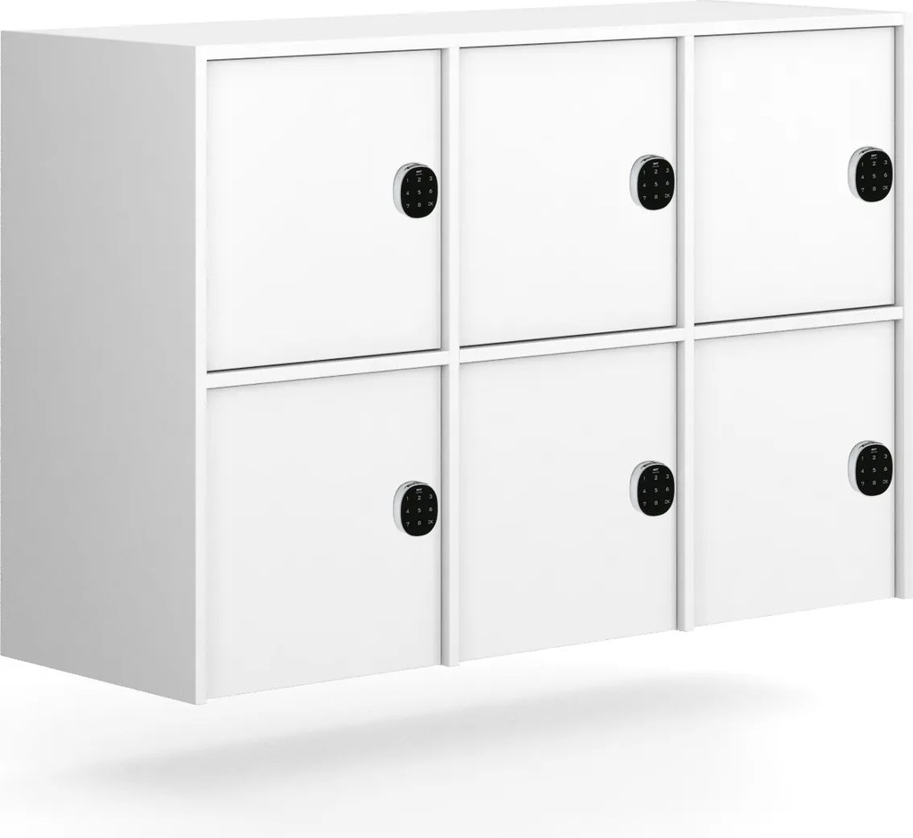 Nadstavba pre skrine FRAME, 6x dvere, 1299 x 450 x 854 mm, kódový zámok, biela
