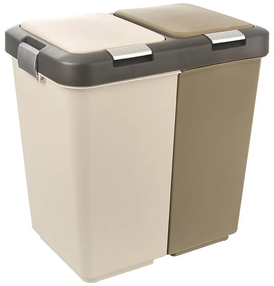 Bielo-béžový plastový odpadkový kôš na triedený odpad 2x20 l Duo Dust – Orion