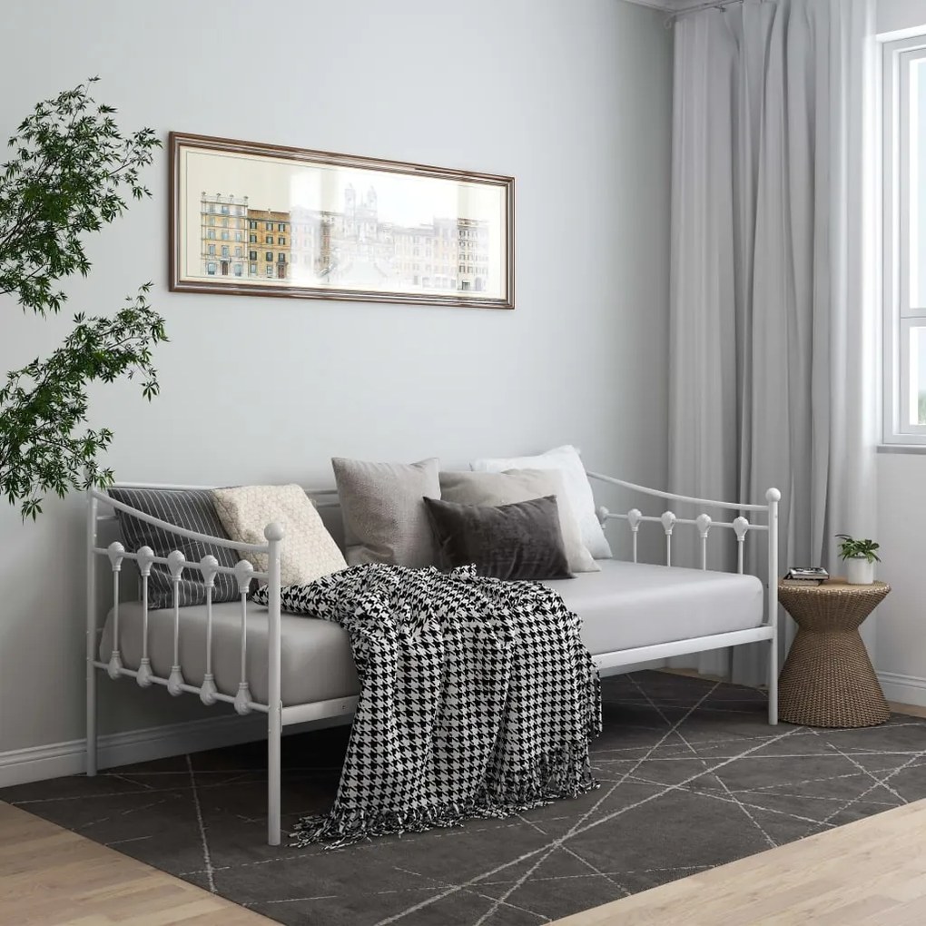 vidaXL Rám rozkladacej pohovky biely kovový 90x200 cm