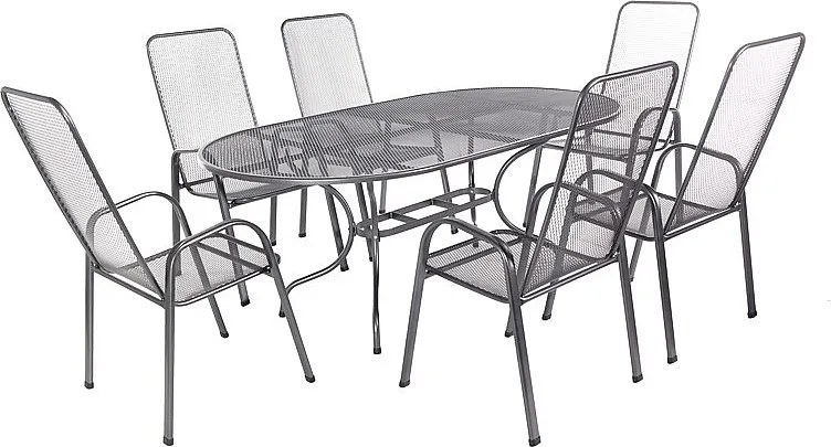 DEOKORK Záhradná kovová zostava OLIVIE 1+6 Stôl oválný 190x105 cm