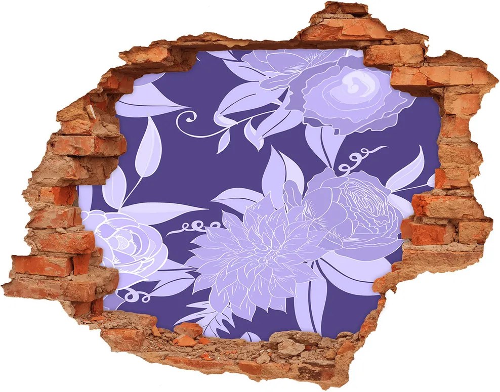 Nálepka 3D diera na stenu Kvetinový vzor WallHole-cegla-90x70-77904316