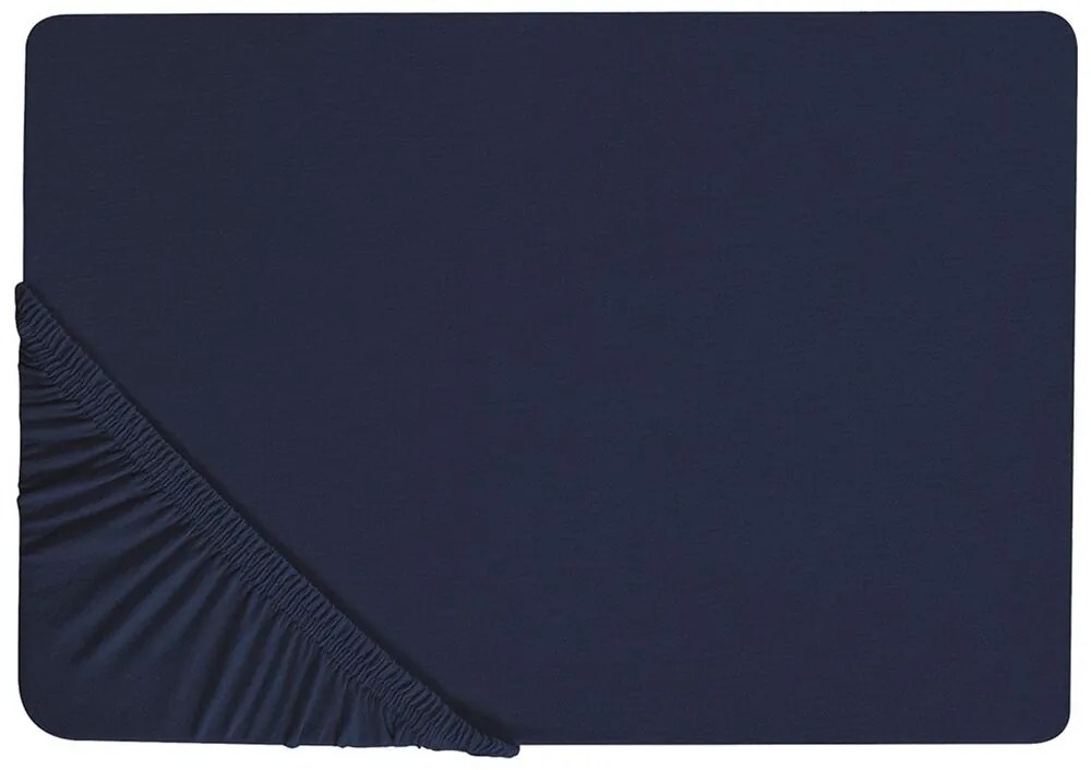 Bavlnená posteľná plachta 160 x 200 cm tmavomodrá HOFUF Beliani