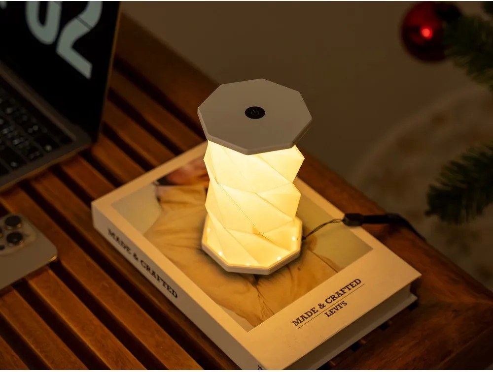 Biela prenosná svetelná dekorácia na USB ø 8 cm Twist – Gingko