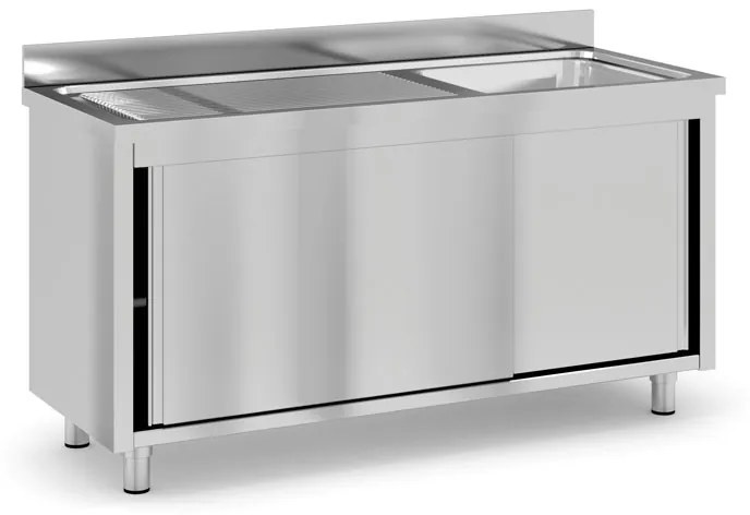 Nerezový umývací stôl so skrinkou, 1 drez, 1600 x 600 x 850 mm