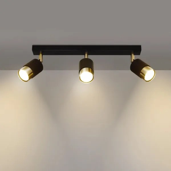 Sollux SL.1071 - Bodové svietidlo NERO 3xGU10/40W/230V čierna/zlatá