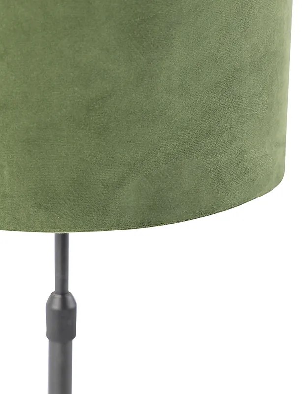 Stolná lampa čierna so zeleným zamatovým tienidlom so zlatom 25 cm - Parte
