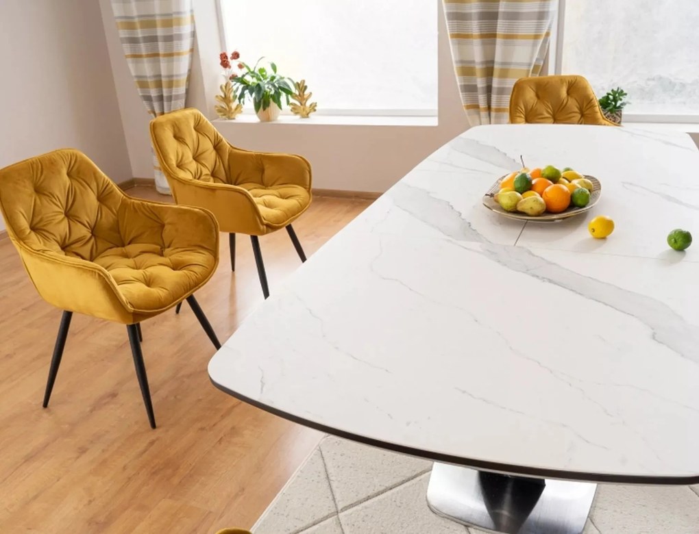 Rozkladací jedálenský stôl Armani 160/220 cm biely/čierny