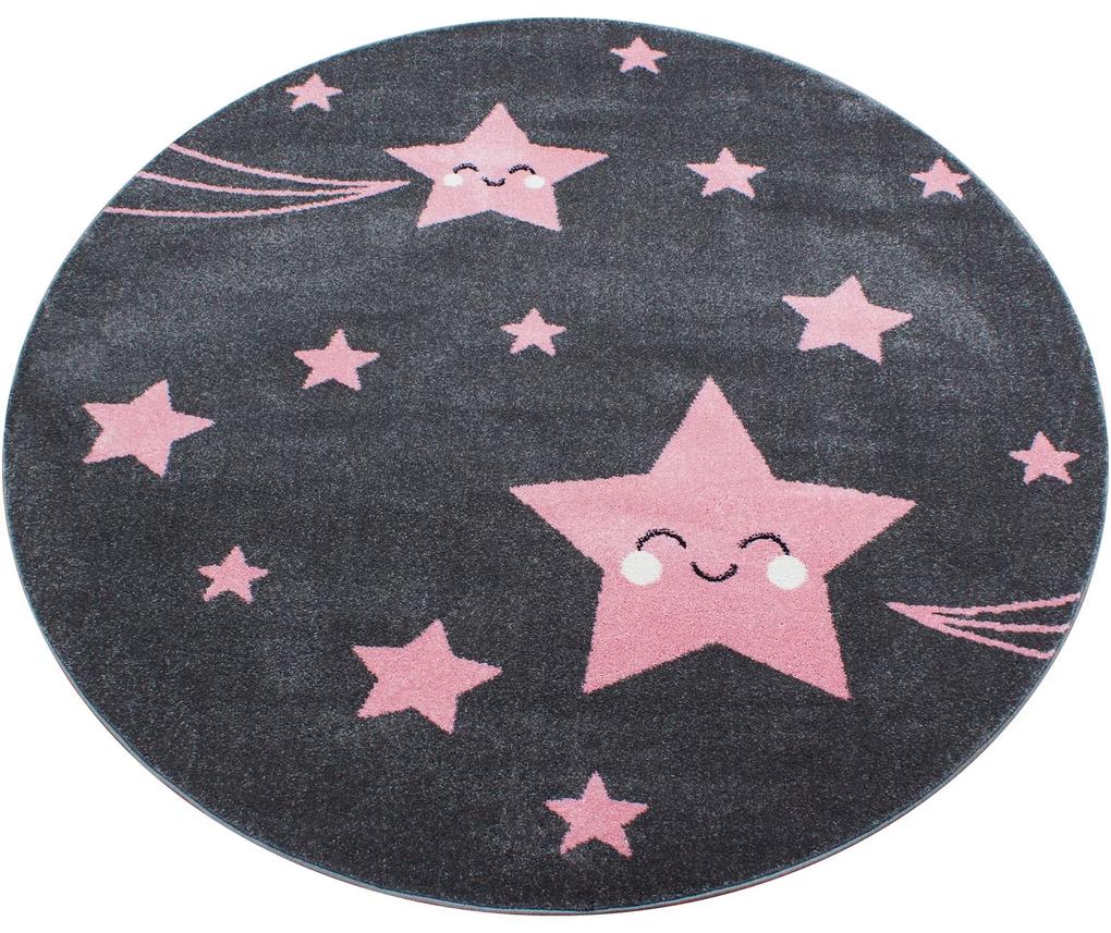 Ayyildiz koberce AKCIA: 120x120 (průměr) kruh cm Kusový koberec Kids 610 pink kruh - 120x120 (priemer) kruh cm