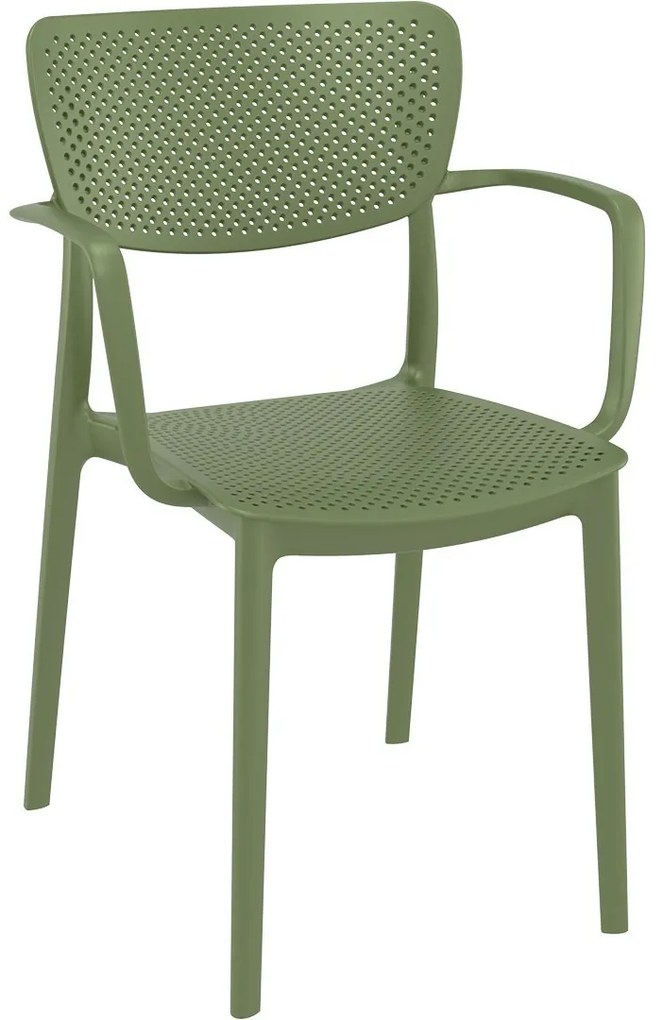 LOFT záhradná stolička s podrúčkami olive green