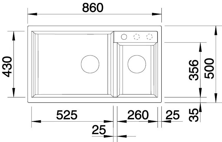Blanco Metra 9, silgranitový drez 860x500x190 mm, 2-komorový, sivá vulkán, BLA-527304