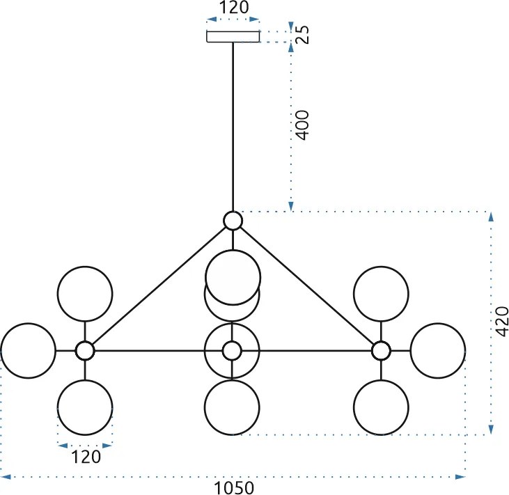 Toolight - Stropné svietidlo 8xE27 APP264-10C, čierna, OSW-00645