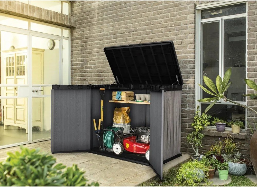 Sivý plastový záhradný úložný box Deco – Keter