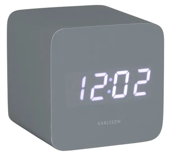 Karlsson 5982GY dizajnové LED hodiny s budíkom sivá, 7 cm