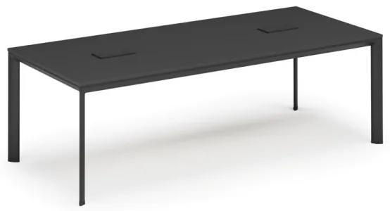 Stôl INVITATION 2400 x 1200 x 740, grafit + 2x stolná zásuvka TYP III, čierna