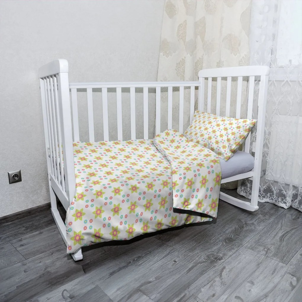 Sablio Mikroplyšové detské obliečky do postieľky Farebné kvetinky - 130x90 / 40x60