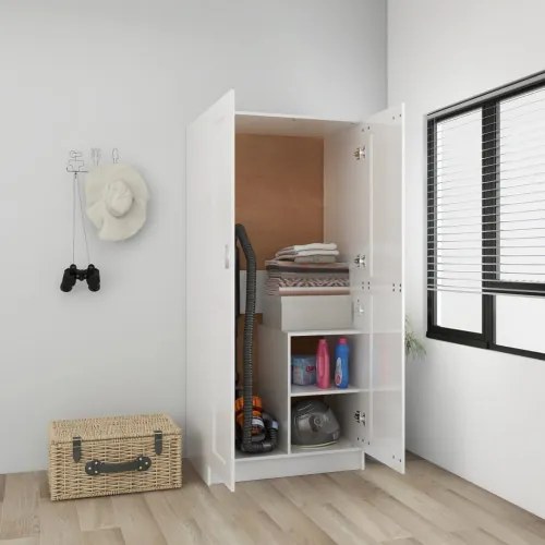 vidaXL Šatník lesklý biely 82,5x51,5x180 cm drevotrieska-