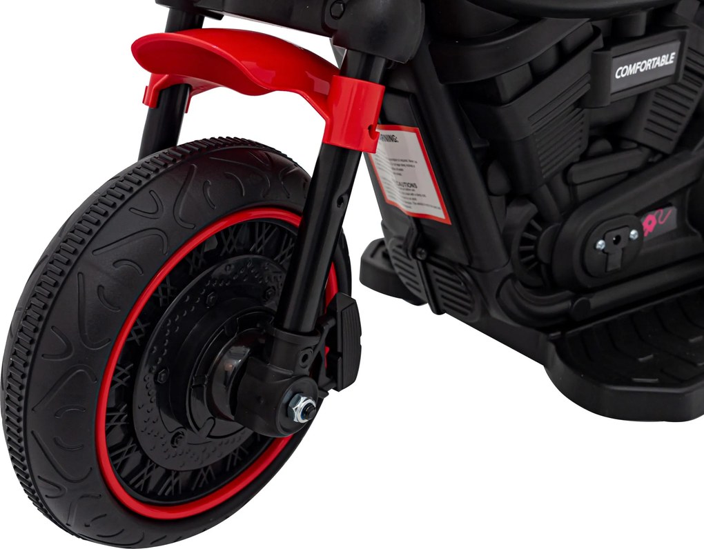 Ramiz Elektrická motorka Chopper FASTER pre deti červená + FM rádio + audio panel + LED