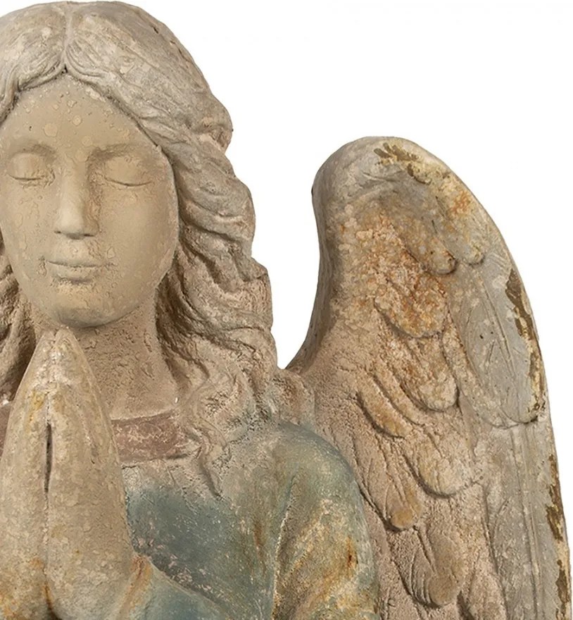 Béžovo-zelená keramická dekorácia socha anjela Angel Baroque - 41*45*65 cm