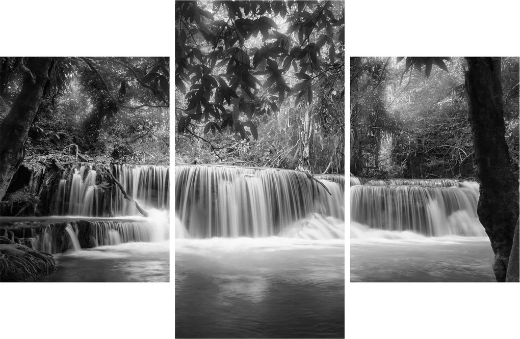 Obraz - Čiernobiely vodopád (90x60 cm)