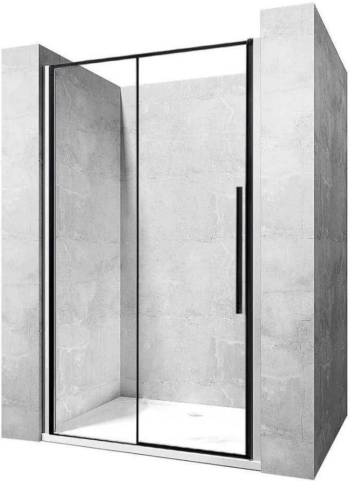 REA - SOLAR BLACK MAT posuvné sprchové dvere, číre sklo/čierny matný+chrómový profil ,100 x 195 cm, REA-K6512