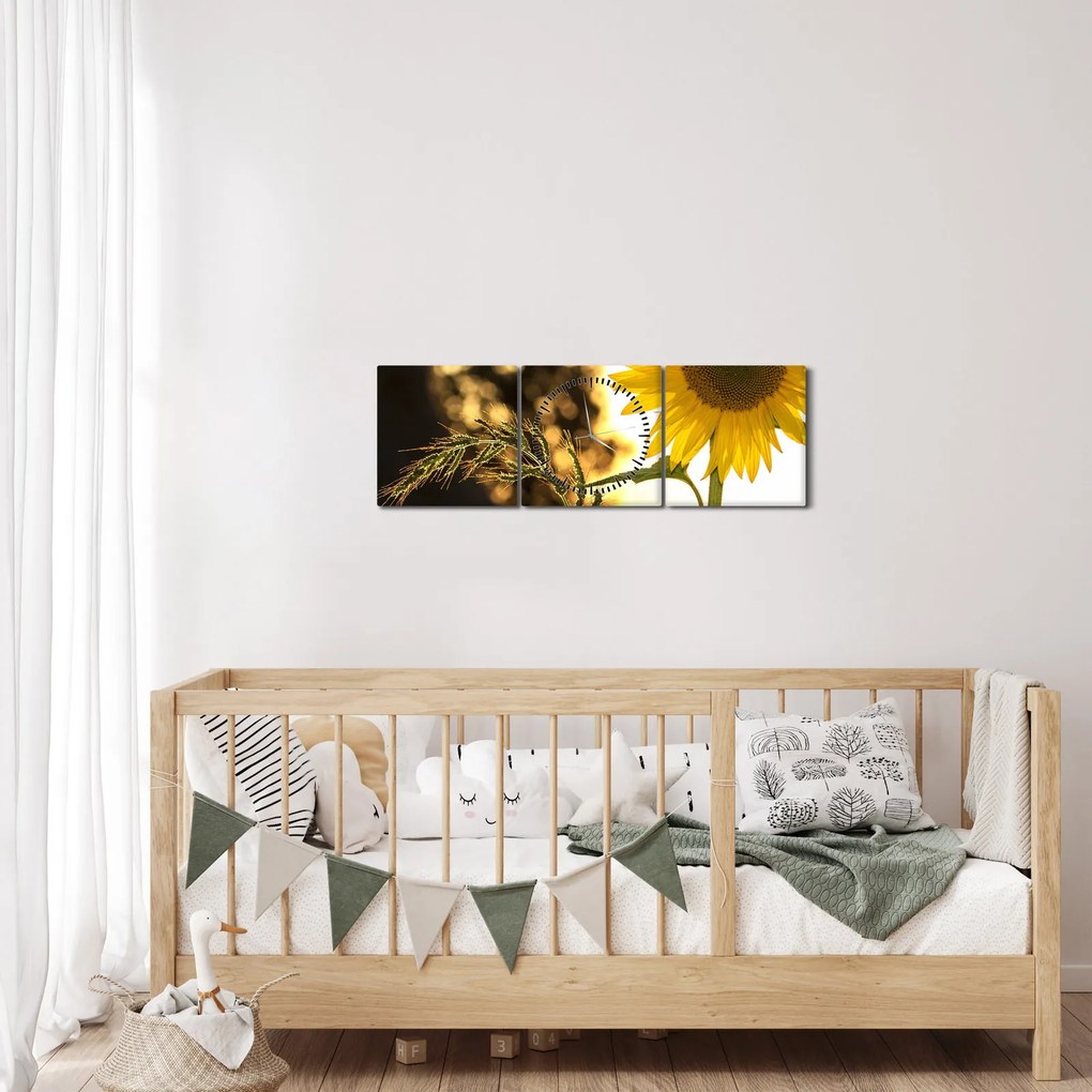 Obraz slnečnice (s hodinami) (90x30 cm)