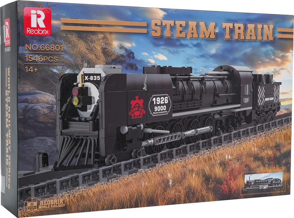 Sada stavebných kociek retro lokomotívy, 1546 dielikov