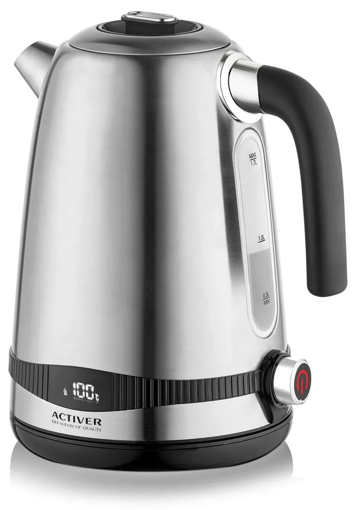 Activer Rýchlovarná kanvica s termostatom Rubis 1,7 l, nerez/čierna