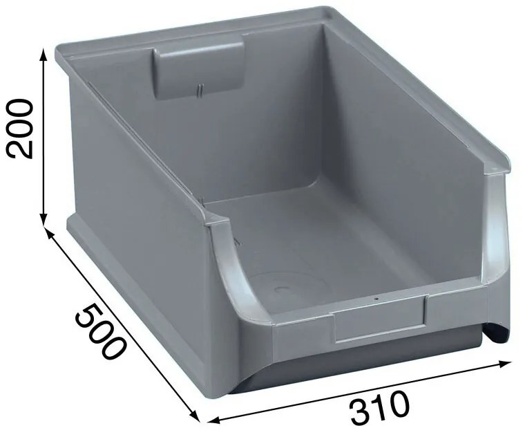 Plastové boxy PLUS 5, 310 x 500 x 200 mm, sivé, 6 ks