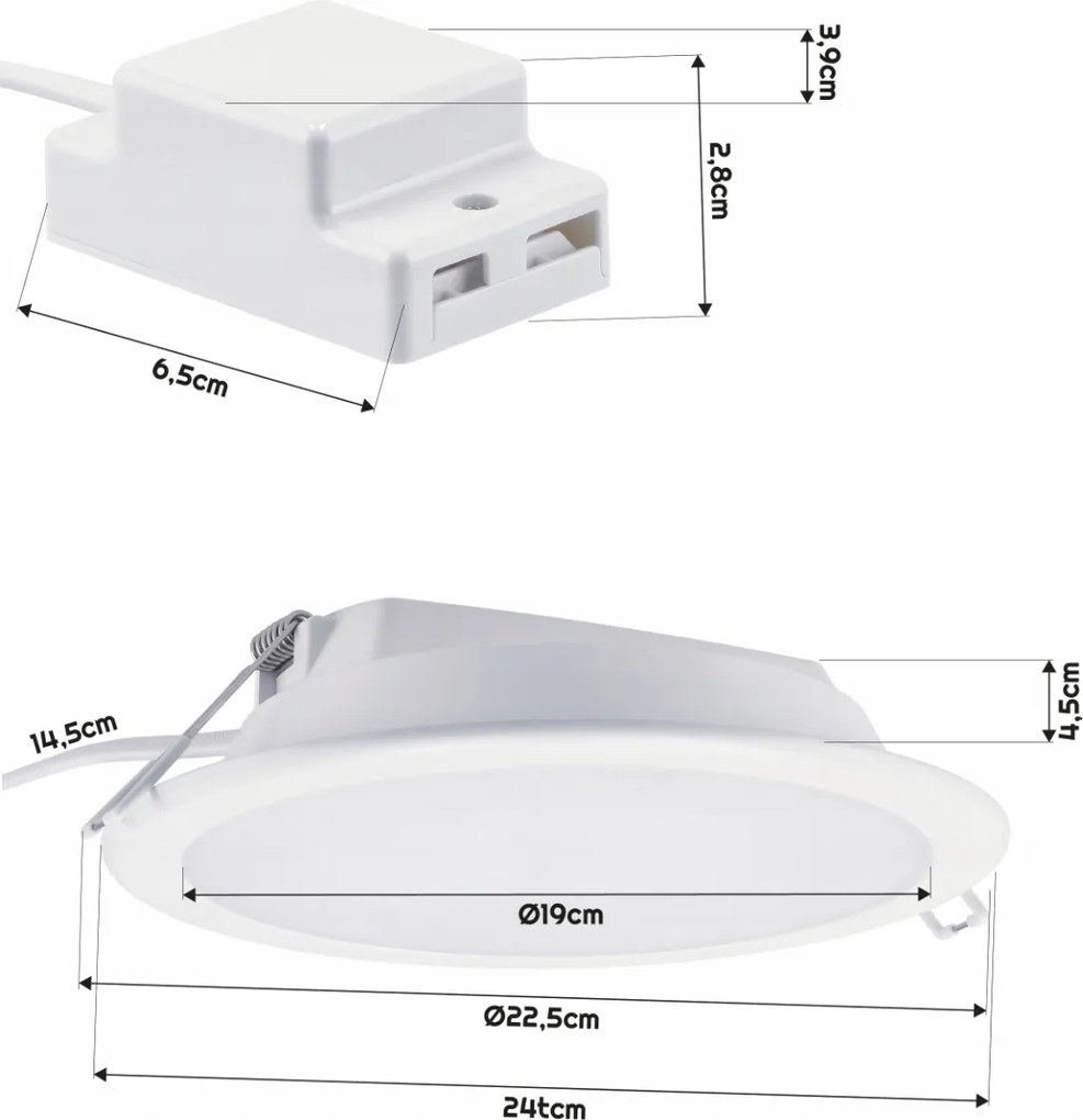 LED zapustený panel - 19w 2000lm 4000k + čierny rám