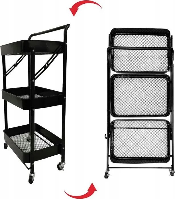 Kovový skládací kuchyňský vozík CARRIAGE 82 cm černý