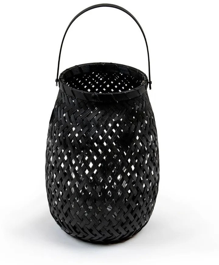 Čierny bambusový lampáš Compactor Bamboo Lantern, ⌀ 18 cm