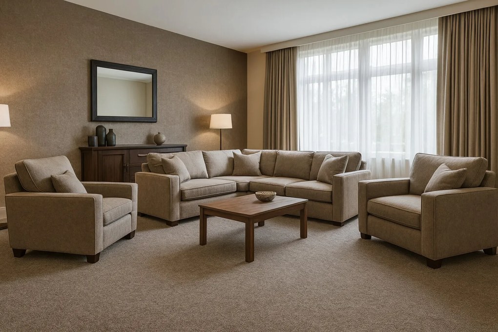 Metrážny koberec Bingo 6807, na mieru, šíře 3m,4m,5m, hnedá, filc, obývacia izba, Timzo